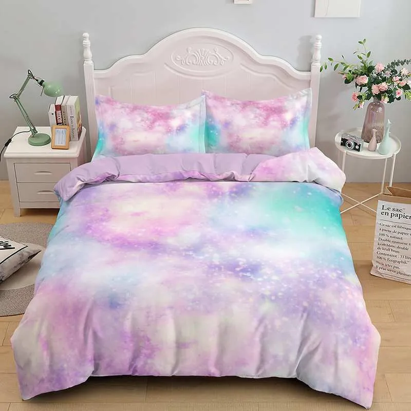 Bedding Espaço Kids Girl Girl Duvet Capa Cama Set Único Duplo Duplo Rainha Completa King Size Size Colcha 210316