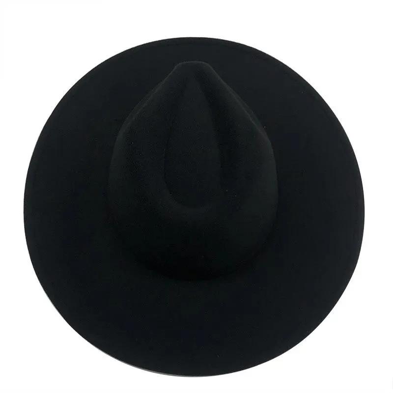 9 5 cm wełniany rondakowy wełniany jazzowy Jazz Hat Autumn Winter Ladies Black Red Light Top Fedora Hat Fashion Men's Panama189f