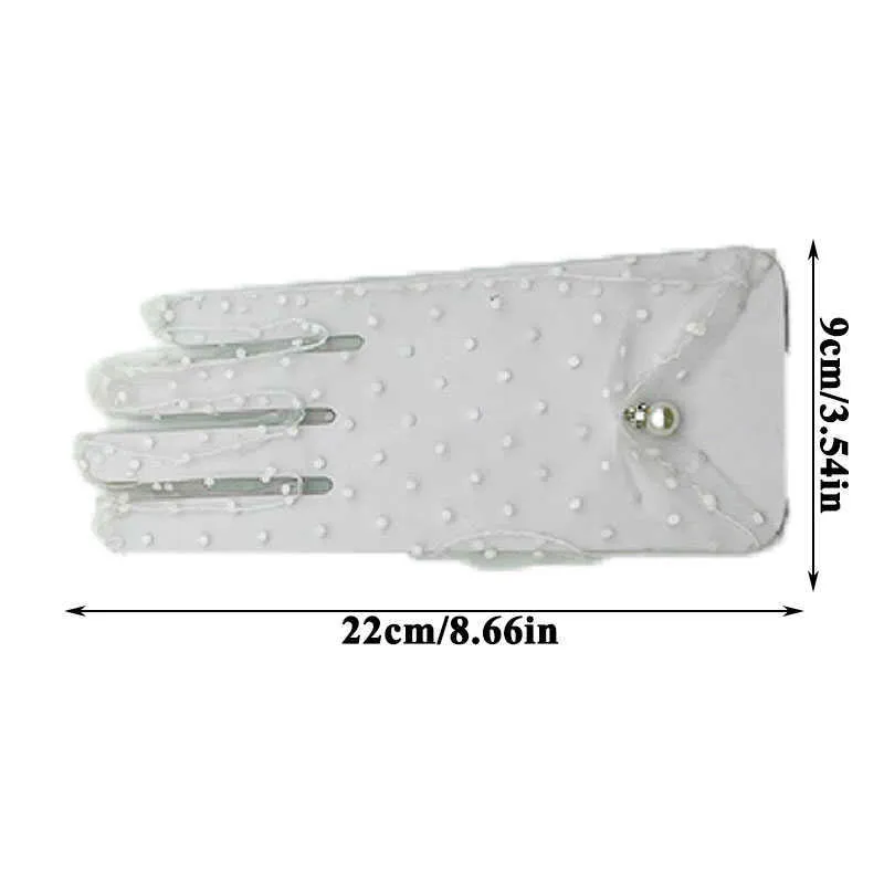 Kvinnor Sexiga Lace Handskar Polka Dot Svart Vit Mesh Tulle Handskar Lady Sommar Solskyddsmedel Mittens För Kör Tunna Spothandskar Y0827