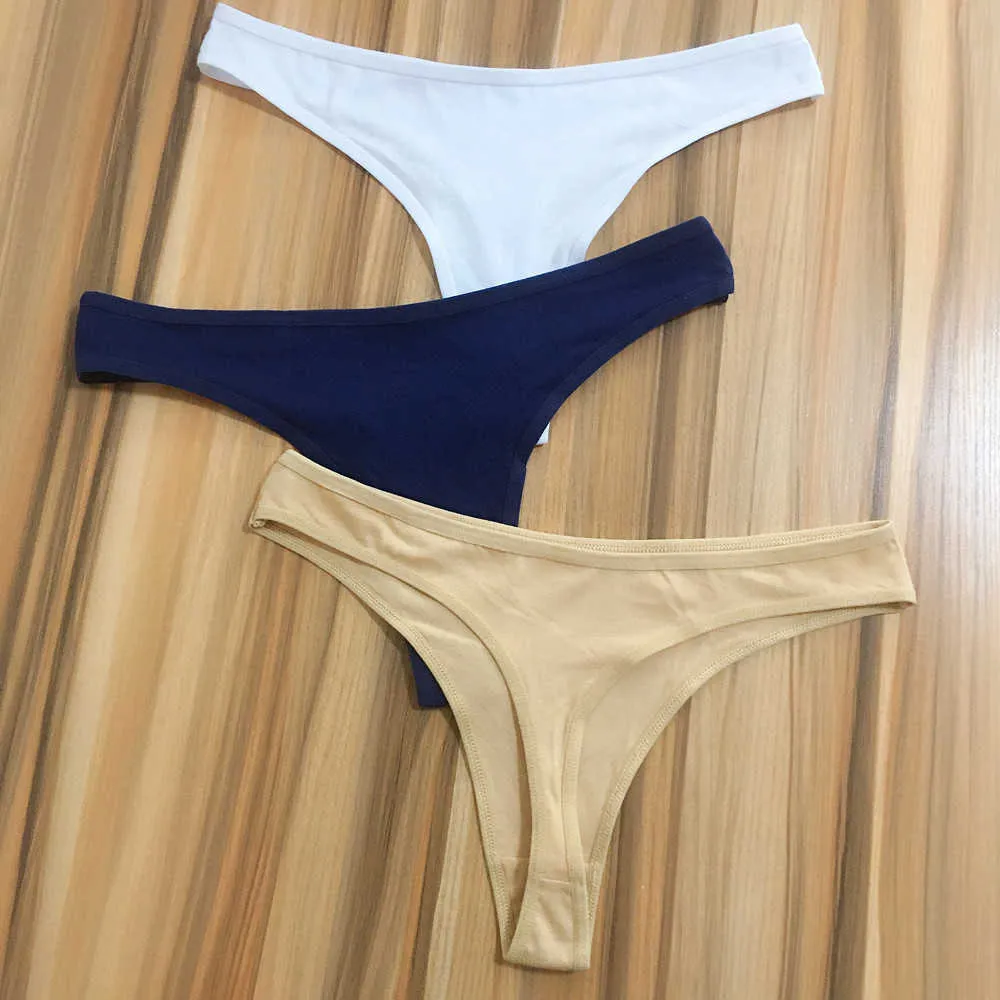 10 stycken damer bomull tongbyxor sexiga kvinnor g sträng tangas mujer kvinna underkläder underkläder Femme underbyxor solid panty xxl 211021