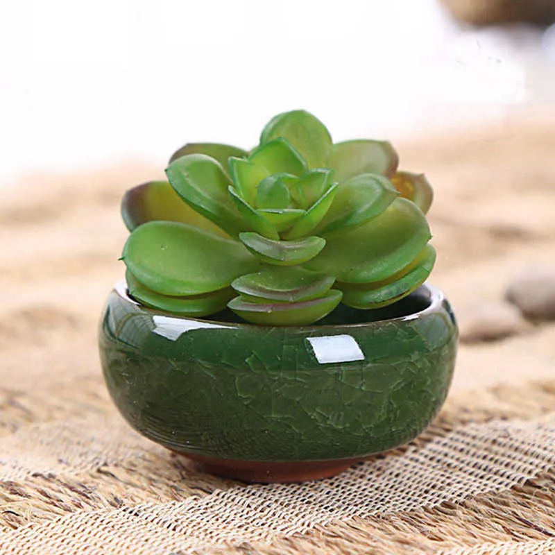YeFine Ice-Crack Keramik-Blumentöpfe für saftige Pflanzen, Heim- und Gartendekoration, Mini-Sukkulenten-Pflanzgefäße 210922