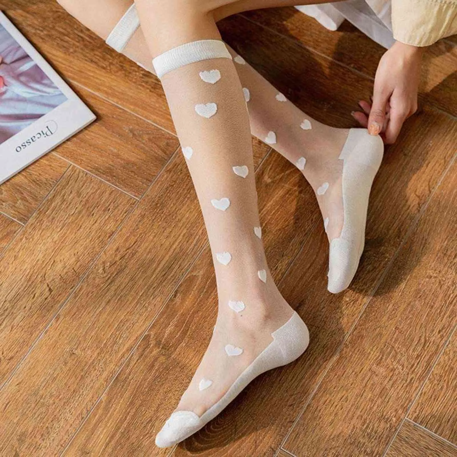 Sexy Stockings Women Summer Transparent Crystal Silk Thin Nylon Stockings Female Ladies Over Knee Stocking Y1119