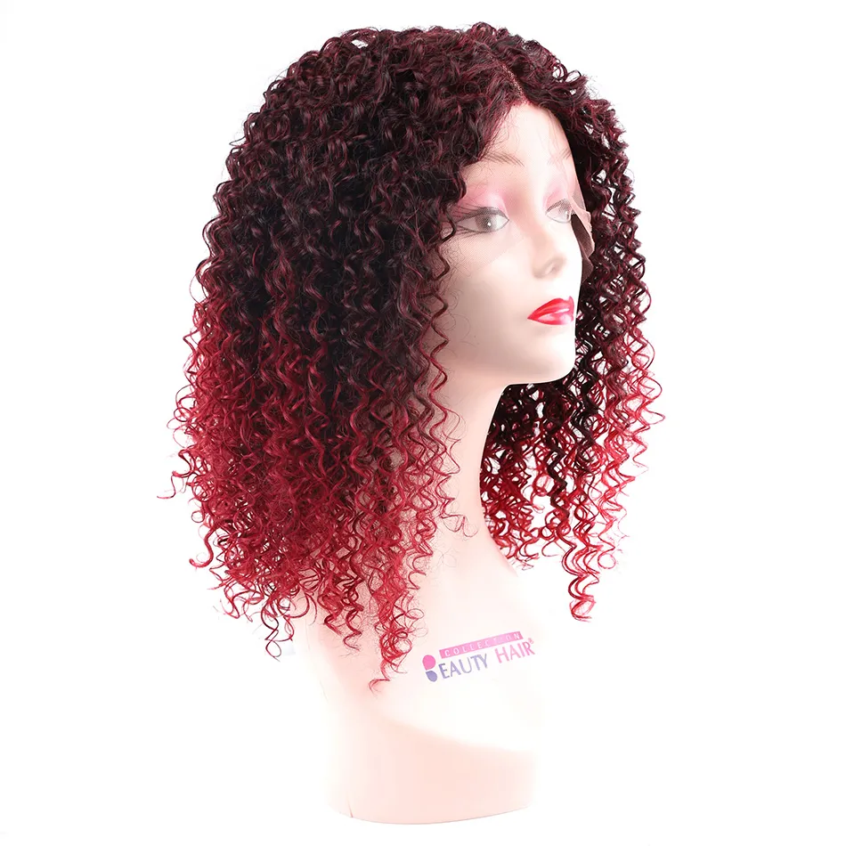 Kręcona syntetyczna koronkowa peruka środkowa część 16 cali 180G Omber Kolor Ladies Pargs Hair Pargs Naturalny linia włosów cosplay perigsfactory Direct