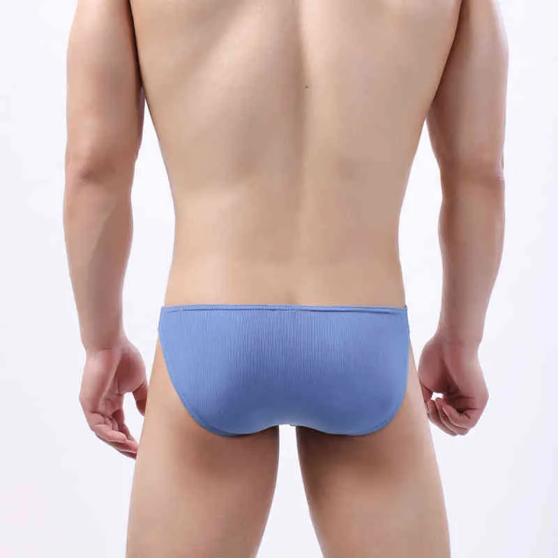 Men's Underwear Sexy Men Briefs Rib Fabric Gay Panties Comfortable Man Underpants Bikini Slips Cuecas Masculinas Y15 H1214