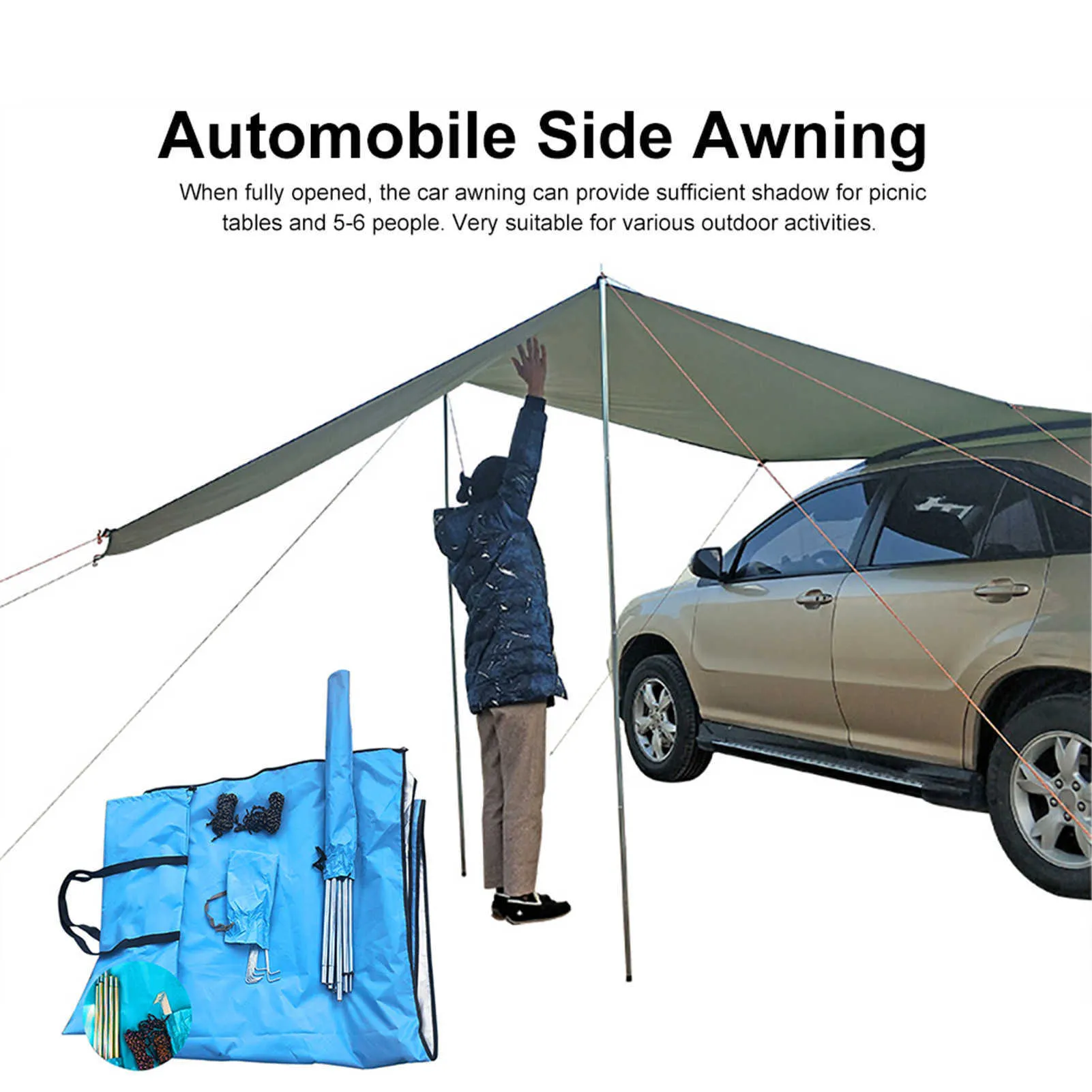 Automobile Side Awning Roof Top Tent för bil tält för vila bil markis Vattentät bärbar camping tält taket regn canopy y0706