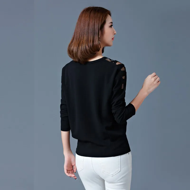 Femmes Printemps Automne Style Blouses Chemises Lady Girls Casual Manches longues Tops noirs Chemises Blusas DF1882 210225
