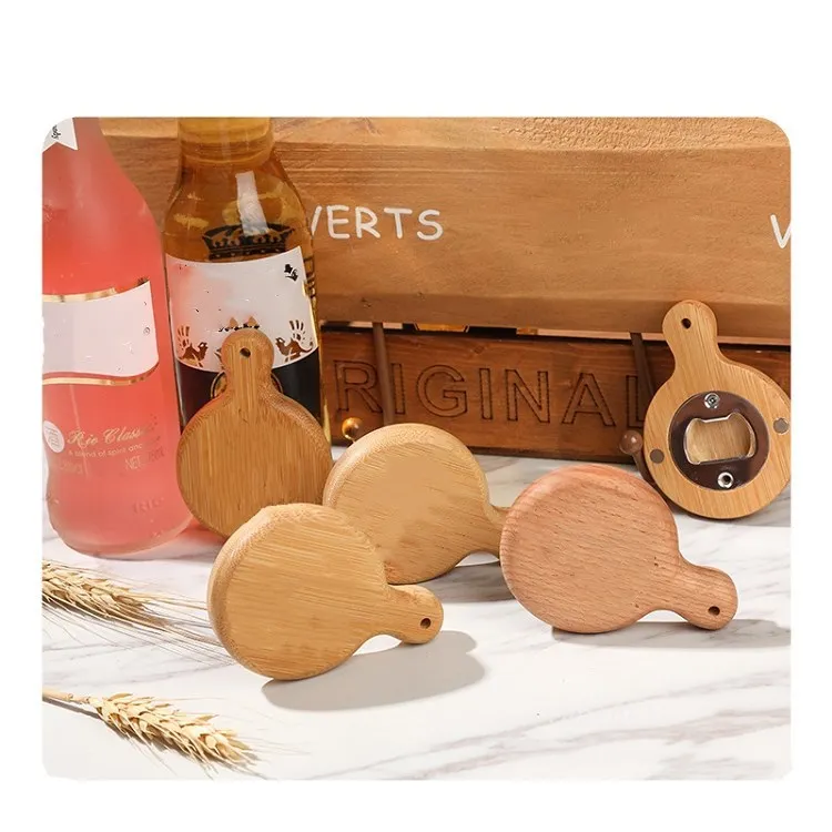 Holz-Bieröffner, Kühlschrank-Soda-Flaschenöffner aus Holz und Bambus, Küchenutensilien T2I53187