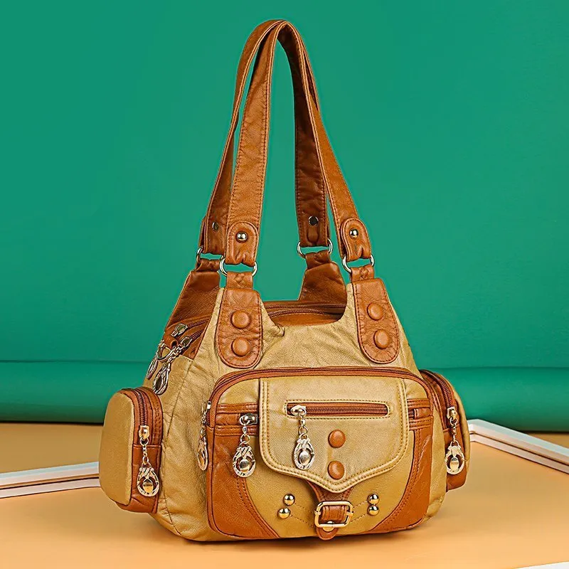 Mode högkvalitativ kvinna Messenger Bag Luxury Soft Leather Handbag's Bags Designer Famous Brand Women Shoulder Tote 220210