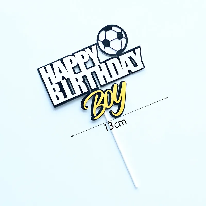 Creativo Calcio Sport Tema Happy Birthday Cake Toppers Cartoon Boy Compleanno Cupcake Topper Decorazione Festa di compleanno bambini Y200618