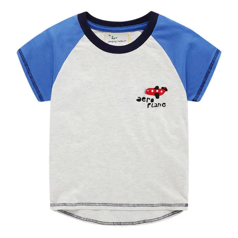Jumping Meters Verão Animais Imprimir Meninos Meninas Camisetas Algodão Stripe Cute Childs Tees Kids Tops 210529