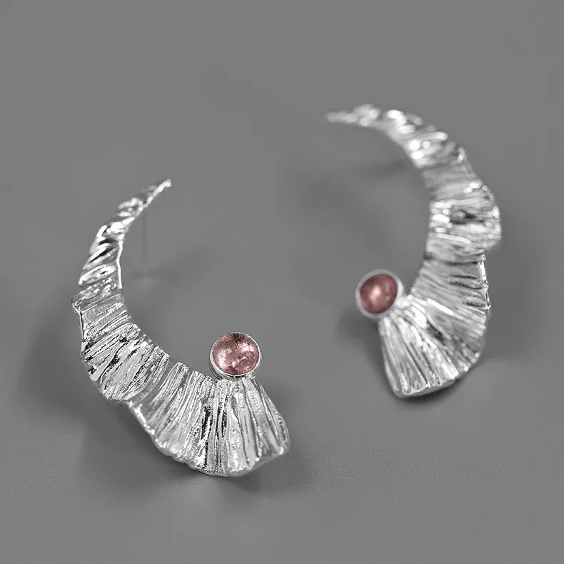 INATURE 925 en argent Sterling pierre naturelle plume ailes de fée boucles d'oreilles pour les femmes bijoux de mode brincos