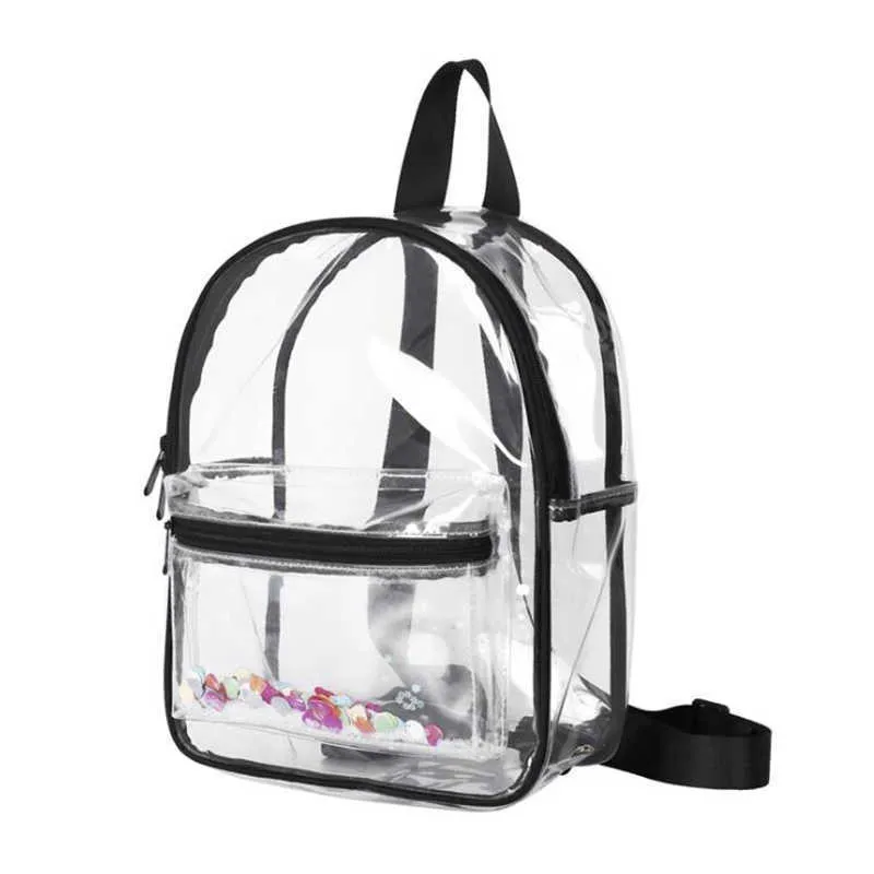 Mochila para mujeres Bag transparente impermeable PVC Estudiantes de moda femenina