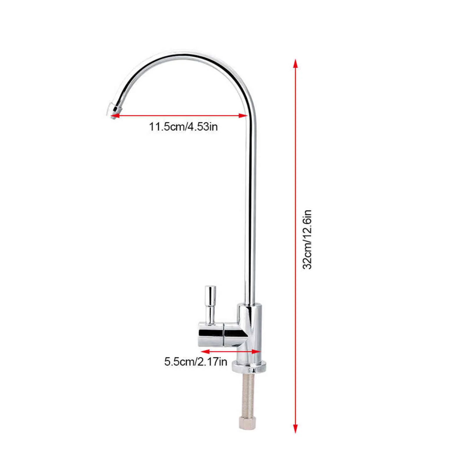 Rubinetto lavello da cucina in lega di acciaio inossidabile da 1/4 '' Rubinetto acqua potabile RO ad osmosi inversa cromato 211108