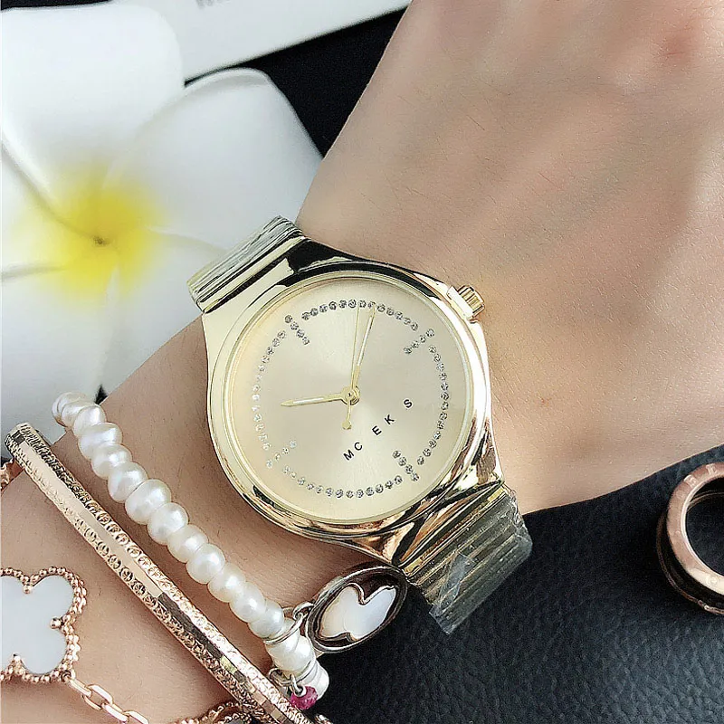 Brand Quartz wrist Watches for women Lady Girl crystal Big letters style Metal steel band Watch M832220