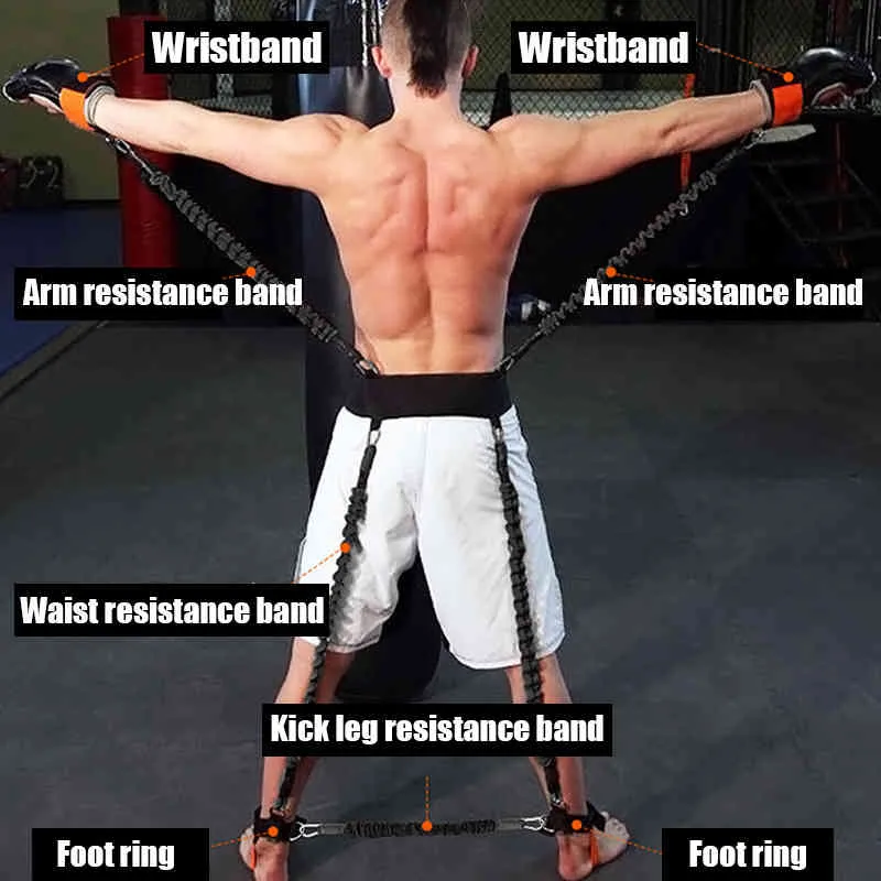 6/12 pz Fascia di Resistenza Yoga Strisce Boxe Allenamento Rimbalzo Tirare Corda Esercizio tutto il corpo Palestra a casa Allenamento Espansore di gomma Attrezzature il fitness Gamba Butt Trainer