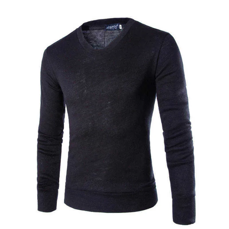 Suéter de algodón Varsanol para hombre, jerséis de manga larga, prendas de vestir para hombre, jerséis con cuello en V, Tops, ropa de punto holgada de ajuste sólido, es 210812