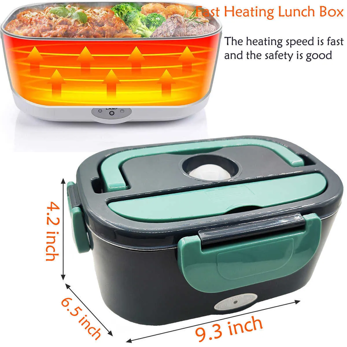 Stal nierdzewna 2 w 1 Elektryczne Ogrzewanie Lunch Box 110 V 220 V 12 V 24 V School Car Office School Food Warmer Pojemnik Nagrzewnica Lunch Box Set 210925