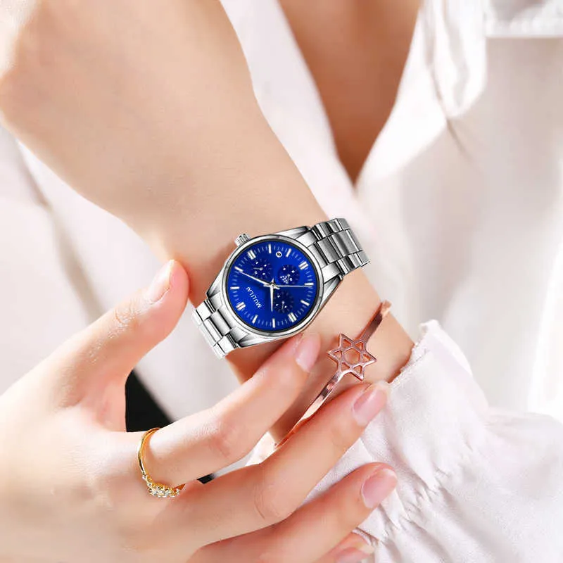 Damskie zegarki Top Marka Luksusowy Japonia Ruch Kwarcowy Ze Stali Nierdzewnej Ze Stali Nierdzewnej Białe Dial Wodoodporne Zegarki Wodne Wrist Relogio Kobieta