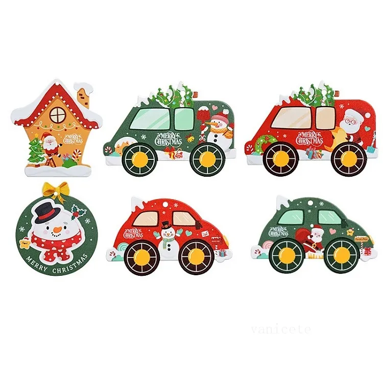 Ornements de Noël avec des trous pour les enfants DIY Artisanat Centres de table Décorations suspendues de vacances Mignonne petite voiture et étoile Arbre de Noël DecorT2I52860