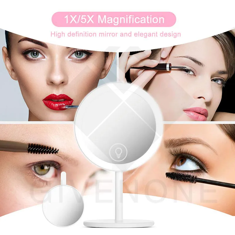 5-Dimes-Lupe, multifunktionaler LED-Touch-Leuchttisch, tragbarer Make-up-Schönheitsspiegel