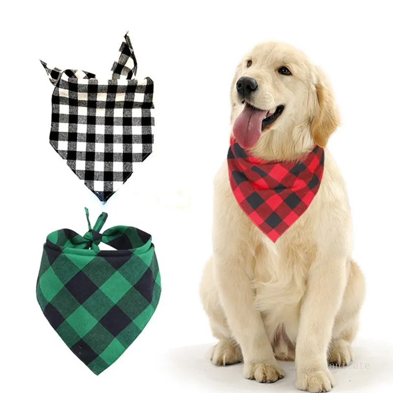 Pet Dog Plaid Scarfs Neckerchief Dogs Triangulär handduk Collar Bomull Skotsk Saliv Handdukar Plus Storlek Triangel Bibs M L T9i001184