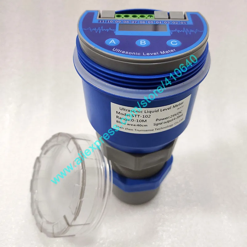 Medidor ultrassônico de nível de líquido ou materail de alta precisão Visor de LED Sensor ultrassônico Alcance de 10m 24V 4 a 20mA Saída sem contato