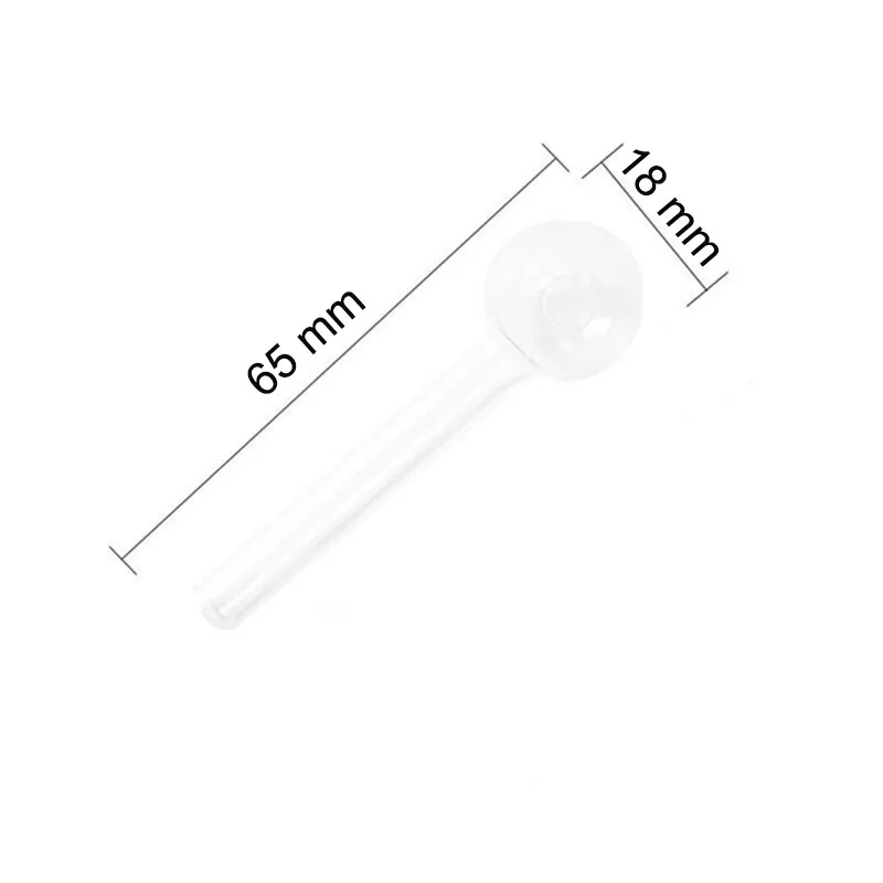 65mm Clear Glass Pipe Oil Nail Burning Jumbo Pipes 6 5cm length Thick Transparent Great Smoking Tubes 2 5 inch Pyrex Glass Burner 272F
