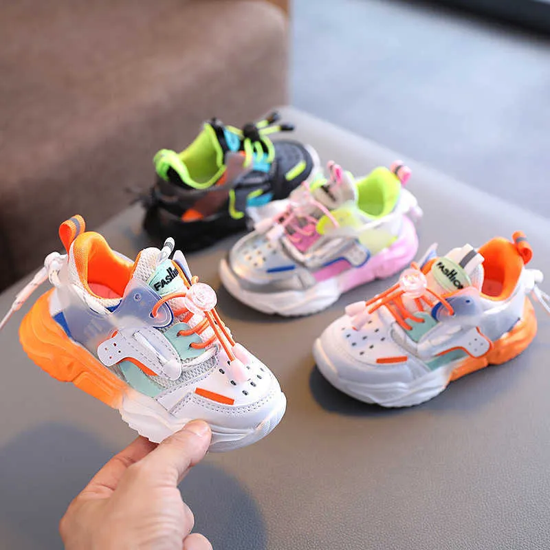 Barnens vår och höst mode skor pojkar skor lätt och andningsbara tjejer springa sportskor baby barn sneakers 211022