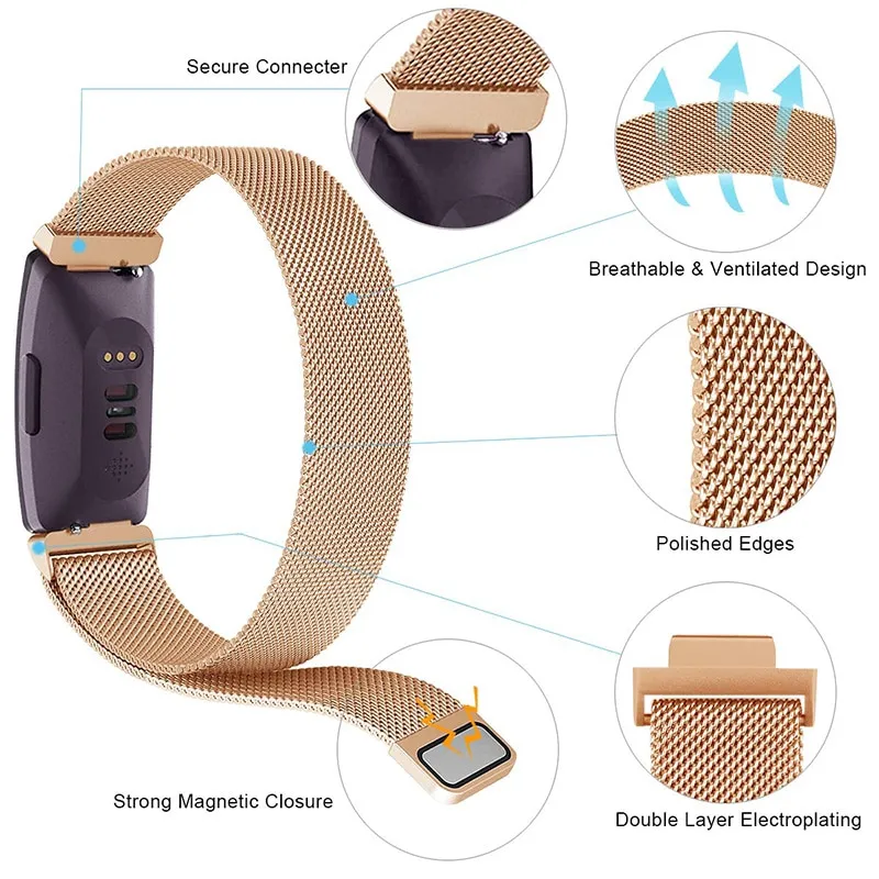 Banda di orologio da orologio da orologio da orologio in acciaio inossidabile in acciaio inossidabile universale orologio orologio Fitbit Inspire HR Heart Smartwatch6836688