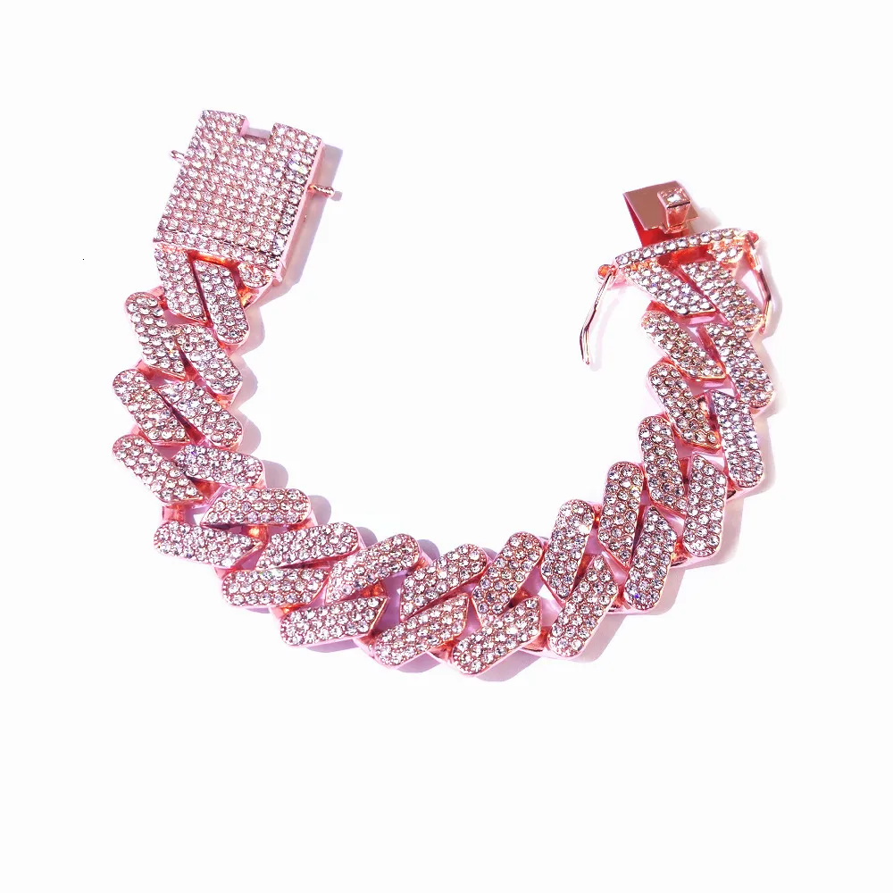 High quality fashion decorative necklace 20mm cuban chain three row diamond Miami full of zircon men039s hip hop2835292