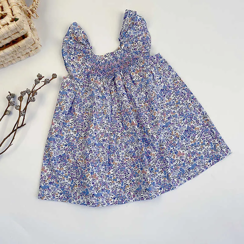 2020 Ins Marke Baumwolle Sommer Leinen Kleidung Europäischen Amerika Kleinkind Kinder Mädchen Kleid Baby Mädchen Kleider Prinzessin Mädchen Kleidung Q0716