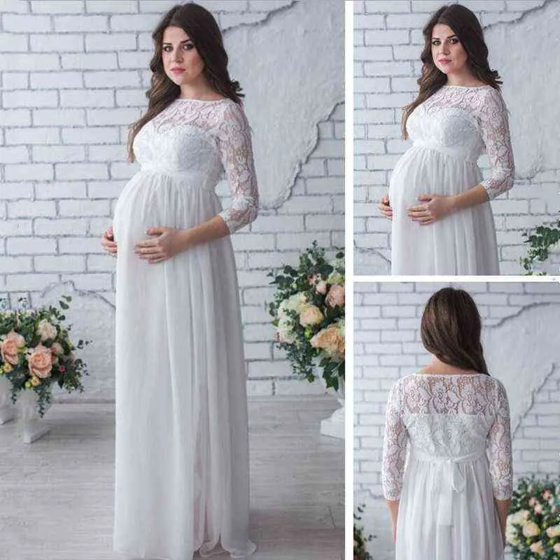 Pregnant Wedding Maternity Photography Maxi Gown Dress Photo Shoot Pregnancy Casual Lace Stitching Women Fashion Dress New