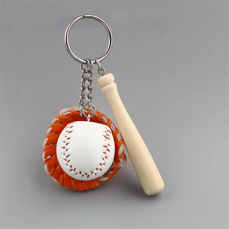 Tornari Mini guanti da baseball a tre pezzi Tornari in legno la pipistrello Sports Auto Chain Ring Regalo uomo uomo uomo 11 cm 1 pezzo304c