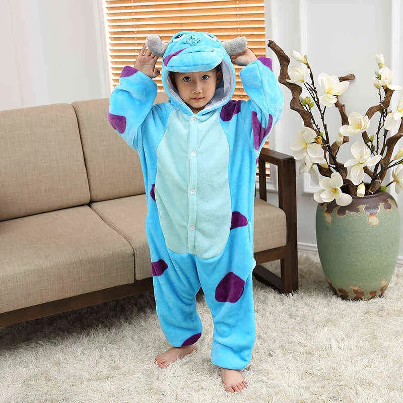 Pękams Monsters Inc Sulley Kids Animal Children for Boys Dziewczyny Dziewczyny Pajama Kreskówki Zimowa odzież snu 2111305725868