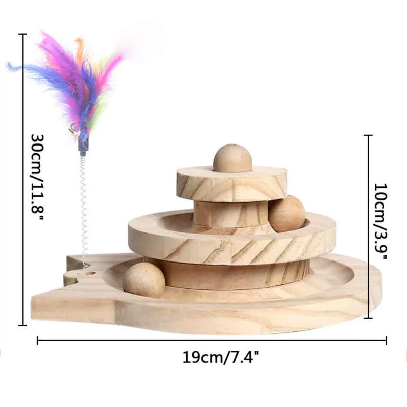 Ahşap Kedi Oyuncak Çok Katmanlı Dönen Parça Topu Oyunu Kedi Pikap Pet Interaktif Oyuncak Kedi Entelektüel Parça Komik Scratcher Oyuncaklar 210929