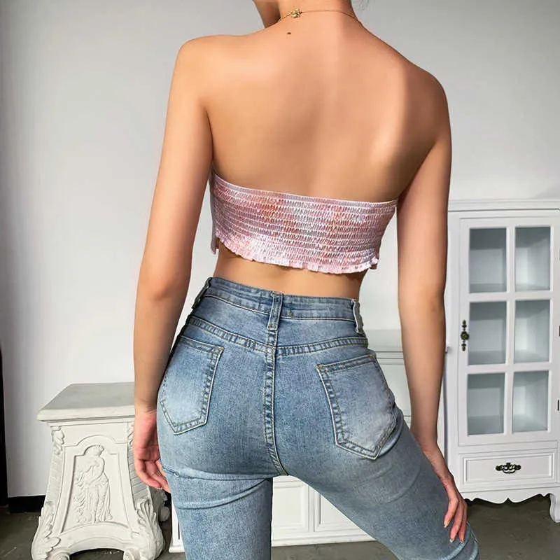 QuanRun Sexy Fashion Women Solid Sleeveless Strapless Bra Bowknot Crop Top Casual Slim Streetwear Spring Summer 210604