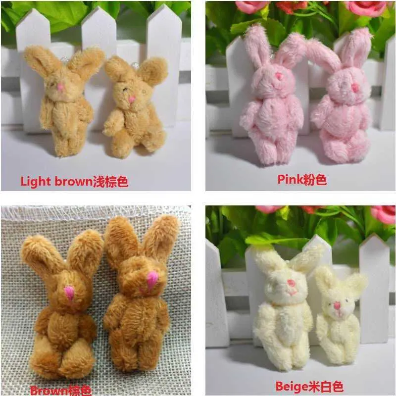 20 pzlotto Mini Bambole di Peluche 6 cm Giunto Coniglio Peluche Regali Di Compleanno Decorazione Della Festa Nuziale Q07279196174