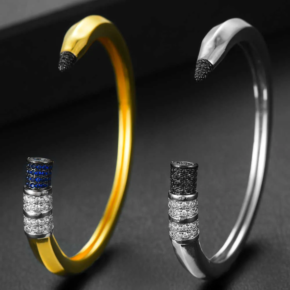 Godki trendy potlood ontwerpt armband voor vrouwen bruiloft vol kubisch zirkoon kristal cz dubai zilveren kleur feest armband 2109188735830