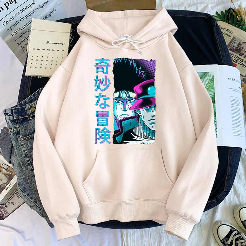 Japon Anime Jojo's Bizarre Adventure Sweat à capuche Dessin animé Sweat-shirts Automne Casual Streetwear Survêtement confortable pour homme Y0727