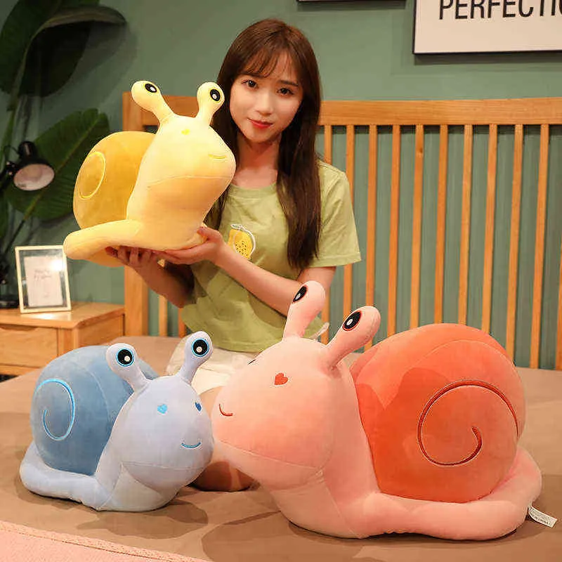 20-60cm Cartoon Snails Plush Toys Lovely Animal Pillow Stuffed Soft Kawaii Snail Dolls Sofa Cushion Cute Birthday Gift for Girls Y211119