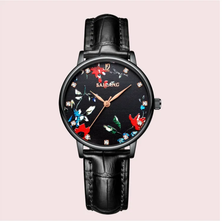 Świeże i proste temperament Women Watches Students Life Waterproof Quartz Watch Light Luksus Fash Fan Goddes Exquisite204m