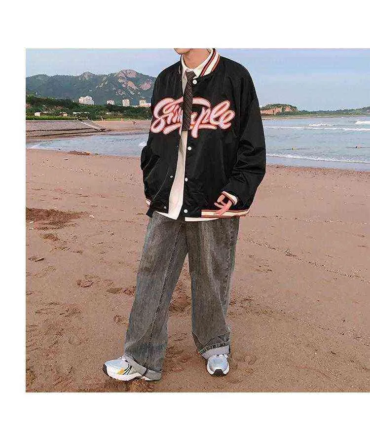 ジャケット男性韓国語版トレンドカジュアルな野生の緩い野球の制服男の子の特大の服トップファッション211217