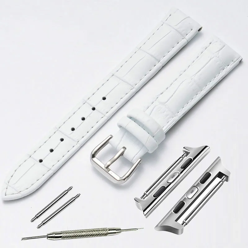 Hotsale Adapters voor Iwatch Echt Lederen Horloge Strap 38mm Dames Band Apple Horloge Pols Armband Zwart Bruin Rood Roze