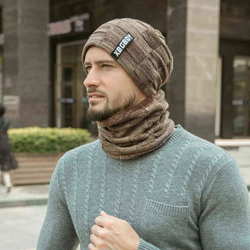 Homens de inverno chapéu de malha headgear bib bonés além de veludo grosso chapéu de lã outono e inverno chapéu chapéu czapka zimowa sombrero mujer y21111