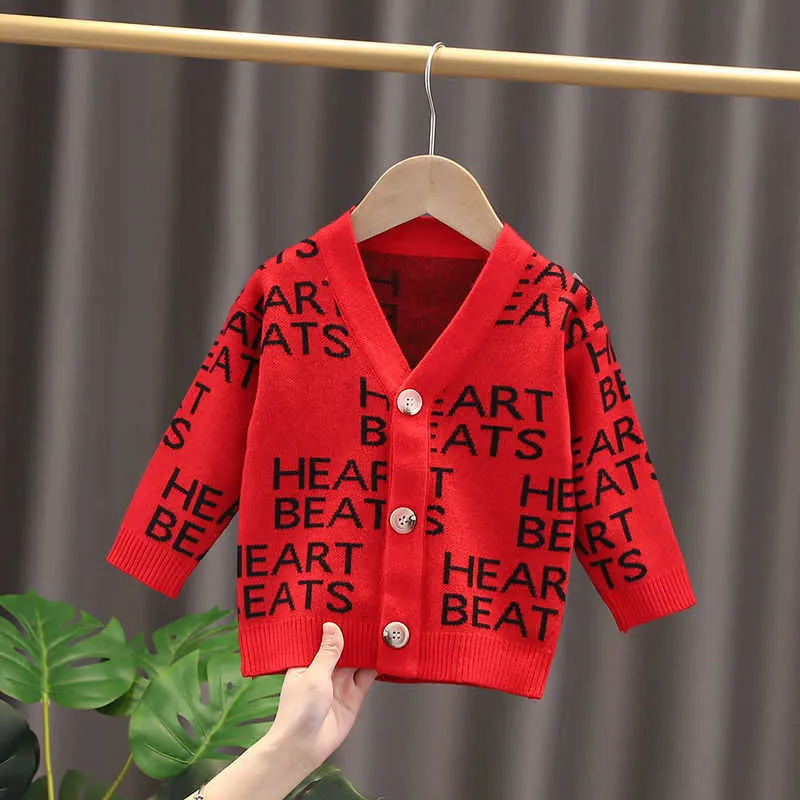 Vestiti bambina Cardigan invernale Mostro rosso Bambini Ragazzi Maglione giallo Top Manica lunga Casual Bambini Pull Fille Tiny Cottons Y1024