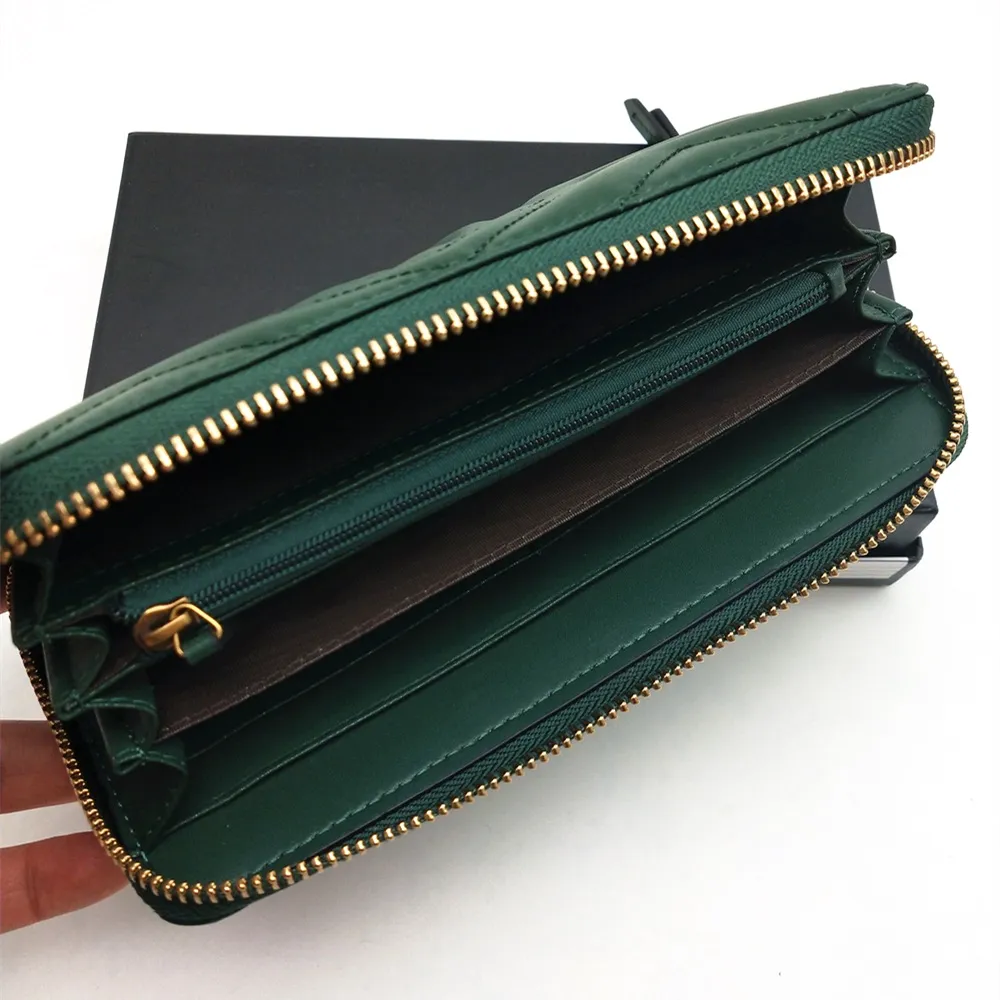 Mode Frauen Luxus -Brieftaschen hochwertige klassische Frauen Clutch Wallet Echtes Leder langer Reißverschluss Brieftasche Organisator Brieftaschen Dessinger285l