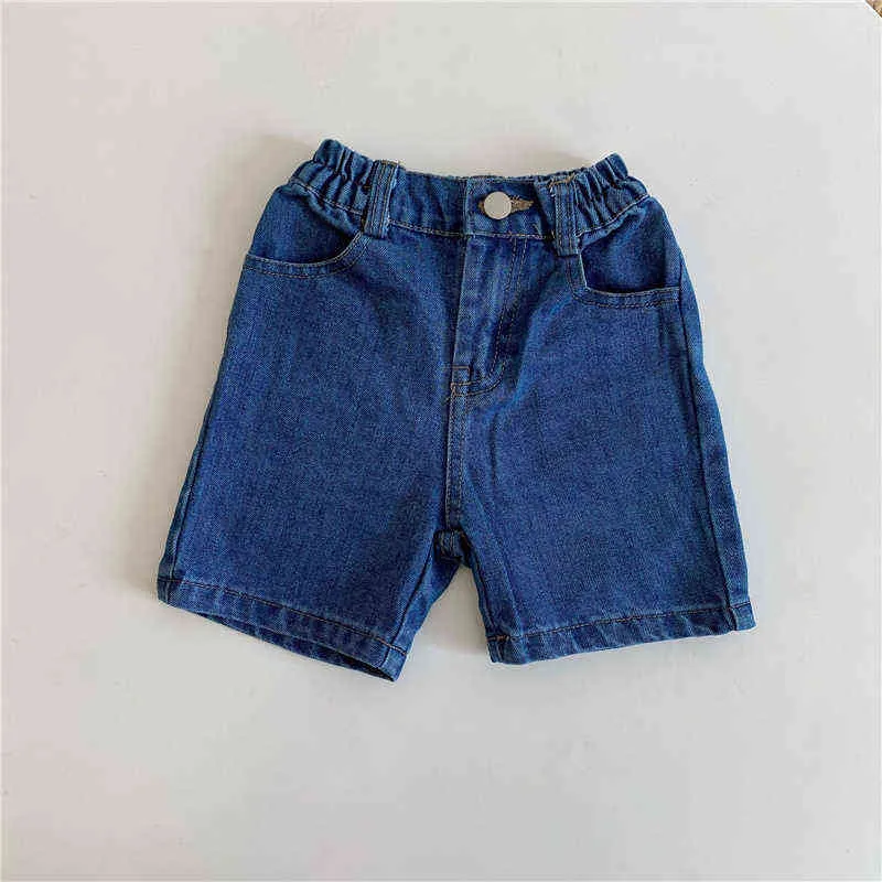 Mode d'été garçons et filles longueur au genou denim jeans unisexe enfants décontracté all-match lâche shorts 211102