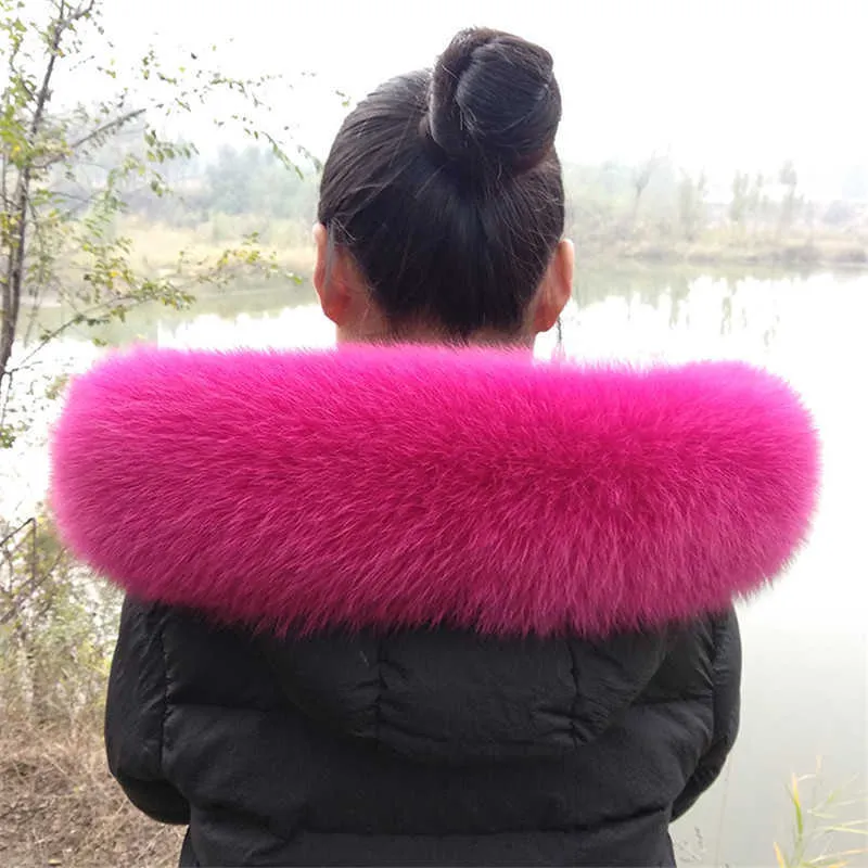 Luxo inverno 100 lenços de gola de peles de raposa real para mulheres casaco capuz quente raposa de colarinho reto compa