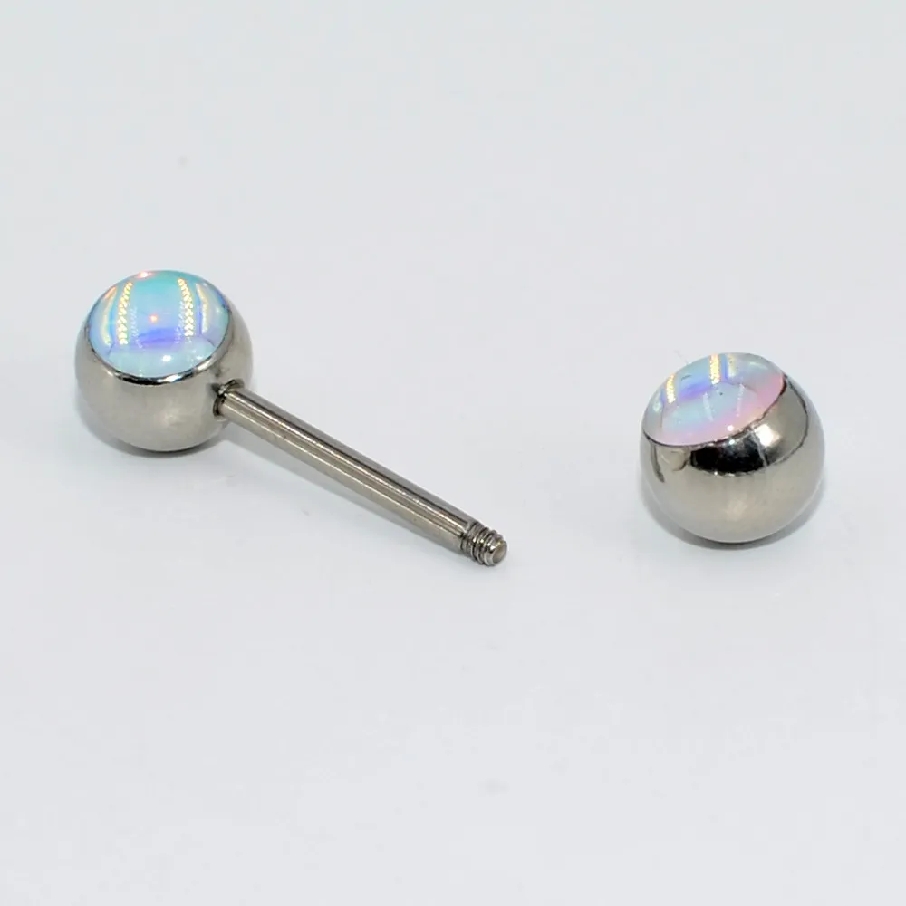 Nippelring Barbell Body Piercing Tongue Studs Smycken Blinkande Stång Yttre tråd 14g Rostfritt Stål Belagt rakt