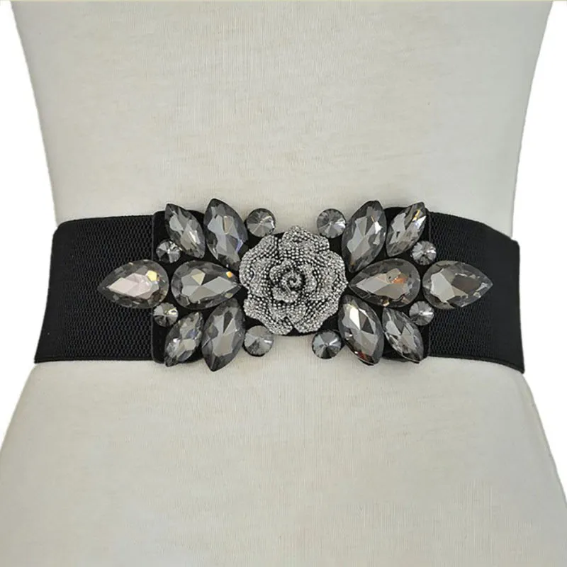 Cinto de strass brilhante e elástico de cristal de crítica decorativa casaco de saia coista mulher estilo street de diamante cintura cinturões2946